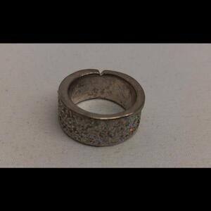 Silver Toned CZ or Crystal Dust Ring Band, Size 7